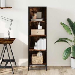 Berkfield Home Book Cabinet Smoked Oak 40x35x139 cm Engineered Wood in Brown - Size: 40 x 35 x 139 cm - thumbnail 3