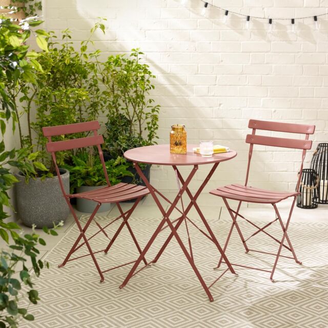 FurnitureboxUK Cabo 2 Seater Metal Bistro Set with Round Table in Dusty Pink - image 1