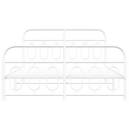 Berkfield Home Metal Bed Frame without Mattress with Footboard White 140x190cm - Size: 140x190 cm - thumbnail 4