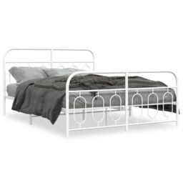 Berkfield Home Metal Bed Frame without Mattress with Footboard White 140x190cm - Size: 140x190 cm - thumbnail 2