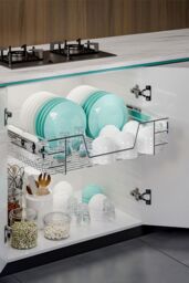 Living and Home Metal Sliding Cabinet Pull Out Wire Basket Organizer in Silver - Size: XL