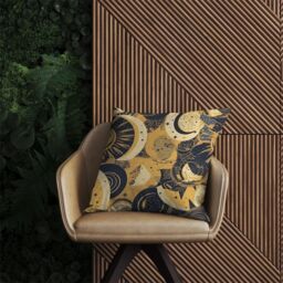 Warren Reed - Designer Blue Gold Moon & Sun Outdoor Cushion in Yellow - Size: 45 cm x 45 cm - thumbnail 2