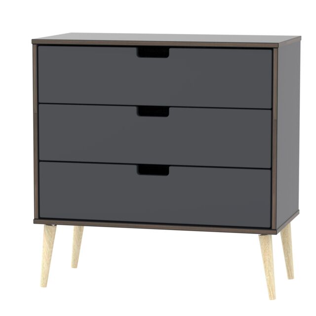 Ready Assembled 2 U Taiwan 3 Drawer Chest (Ready Assembled) in Dark Grey