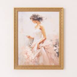 Melody Maison Large Vintage Ballerina Gold Framed Wall Print - 40cm X 50cm - Size: 40 cm X 50 cm - thumbnail 1