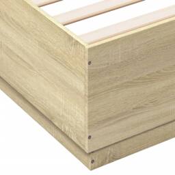 Berkfield Home Modern Bed Frame without Mattress Sonoma Oak 120x200 cm in Light Brown - Size: Small Double - thumbnail 7