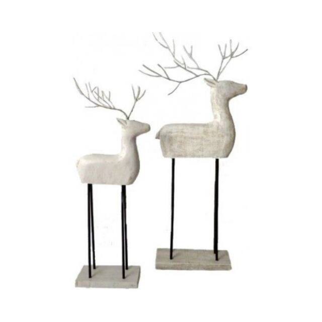 Garden Greatness Set Of 2 Distressed Contemporary Reindeers in White - Size: 1 Pack