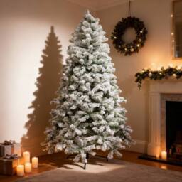 Shatchi Snow Flocked Yukon Pine Green Artificial Christmas Tree - Size: 4ft - thumbnail 3