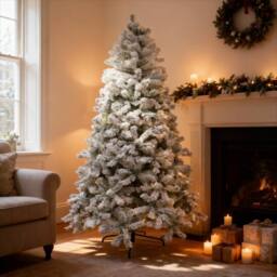 Shatchi Snow Flocked Yukon Pine Green Artificial Christmas Tree - Size: 4ft - thumbnail 2