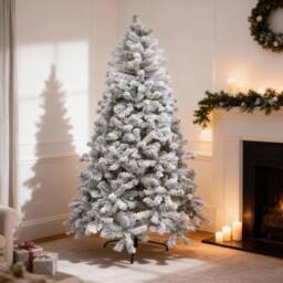 Shatchi Snow Flocked Yukon Pine Green Artificial Christmas Tree - Size: 4ft - thumbnail 1