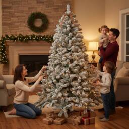 Shatchi Snow Flocked Yukon Pine Green Artificial Christmas Tree - Size: 4ft - thumbnail 9