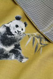 Fusion 'Panda' Playful Panda & Check Patterned Duvet Cover Set in Yellow - Size: King - thumbnail 2