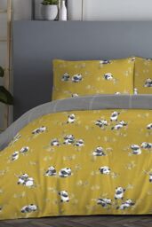 Fusion 'Panda' Playful Panda & Check Patterned Duvet Cover Set in Yellow - Size: King - thumbnail 1