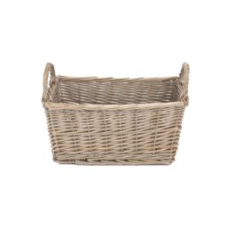 Red Hamper Wicker Antique Wash Finish Handled Unlined Storage Basket in Brown - Size: Medium - thumbnail 2