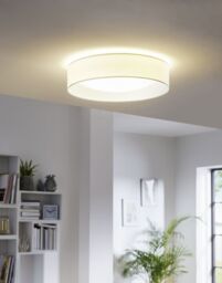 Loops Flush Ceiling Light Colour White Shade White Fabric Bulb LED 11W Included - thumbnail 3