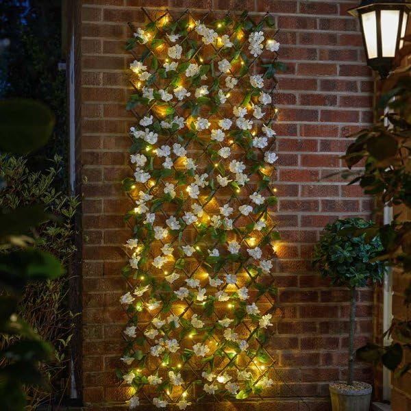 Marco Paul Solar Powered Artificial Flower Wall Garden Trellis - Hydrangea in Green - image 1