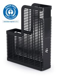 OPTIMO Recycled Plastic Magazine Rack Desk File Organiser - A4 Grey