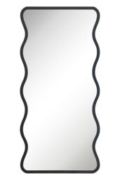 MirrorOutlet Black Metal Rectangular Wavy Framed Wall Mirror (170CM X 80CM) - Size: 1 Pack - thumbnail 5