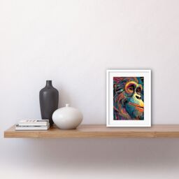 "Artery8 Wall Art Print Orangutan Ape Acrylic Painting Colourful Psychedelic Colours Rainforest Orange Teal Artwork Framed 9X7 Inch - Size: W7"" x H9""" - thumbnail 2