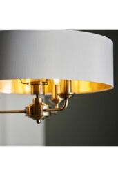 Netlighting Highclere Single Shade Pendant Ceiling Lamp Antique Brass Plate Vintage White Fabric in Gold - thumbnail 5