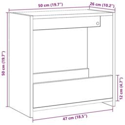 Berkfield Home Side Table Artisan Oak 50x26x50 cm Engineered Wood in Brown - Size: 50 x 26 x 50 cm - thumbnail 9