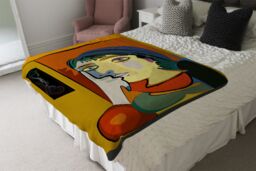 Benjamin Tate Design thinking woman Designer Blanket in Natural - Size: 120 cm x 150 cm - thumbnail 4