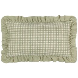 Furn Meadow Haze Floral Embroidered Ruffle Cushion in Green - Size: 30 cm x 50 cm - thumbnail 2
