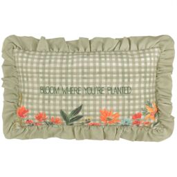 Furn Meadow Haze Floral Embroidered Ruffle Cushion in Green - Size: 30 cm x 50 cm - thumbnail 1
