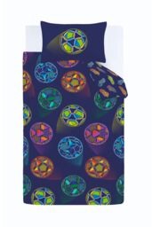 Catherine Lansfield 'Bright Football' Reversible Duvet Cover Set in Navy - Size: Double - thumbnail 5