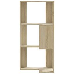 Berkfield Home Elegant Corner Bookcase 3-Tier Sonoma Oak 50x50x102 cm Engineered Wood in Light Brown - Size: 50 x 50 x 102 cm - thumbnail 4