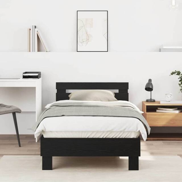Berkfield Home Bed Frame ‚Äì Black Oak, 90x190 cm, made of engineered wood - Size: 90x190 cm - image 1