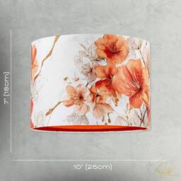 Happy Homewares Orange & Gold Floral Watercolour Fabric Lamp Shade with Inner Lining - Size: 10 inches - thumbnail 7