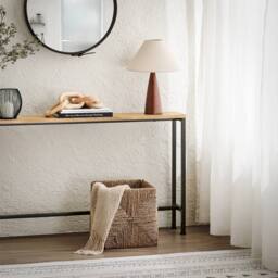 SoBuy Slim Console Table - Metal Frame - Space-Saving Design in Light Oak - Size: 120 cm x 15 cm - thumbnail 7