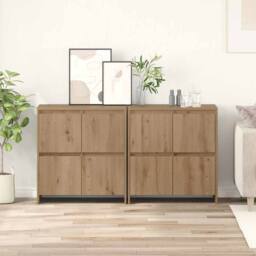 Berkfield Home Sideboard 2 pcs Artisan oak 70 x 41 x 75 cm Engineered wood in Brown - thumbnail 2