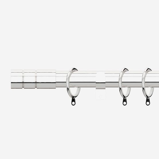 New Edge Blinds Polished Chrome 28mm Barrel Fixed Length Metal Curtain Pole in Metallic Silver - Size: 300 cm - image 1