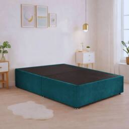 "Bed Time UK Plush Divan Bed with Mattress, 20"" Cubic Headboard & 2 Drawers in Teal - Size: Double" - thumbnail 4