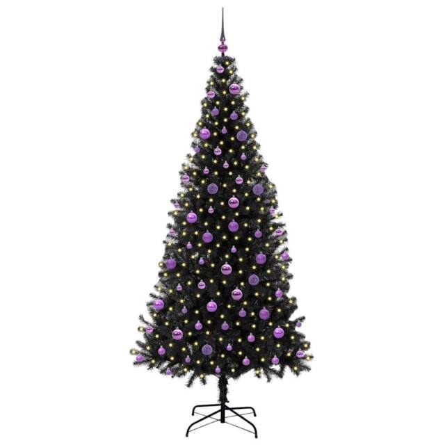 Berkfield Home Lush Christmas Tree with 300 LEDs with Stand Black 210 cm PVC - image 1