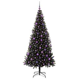 Berkfield Home Lush Christmas Tree with 300 LEDs with Stand Black 210 cm PVC