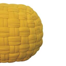 Wyld Haus Lucca Mustard Cotton Weave Pouffe in Yellow - thumbnail 5