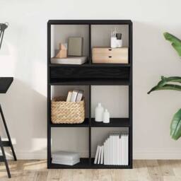 Berkfield Home Decorative Book Cabinet Black 66x31x112 cm Engineered Wood - Size: 66 x 31 x 112 cm - thumbnail 1