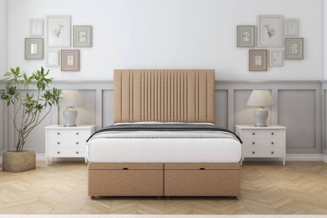 "Comfort Beds The Foxy Dumfries Ottoman Bed Base-54"" Floor Standing Headboard in Light Brown - Size: King" - image 1