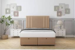 "Comfort Beds The Foxy Dumfries Ottoman Bed Base-54"" Floor Standing Headboard in Light Brown - Size: King"