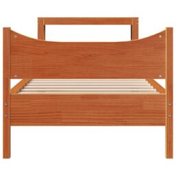 Berkfield Home Bed Frame with Headboard Wax Brown 75x190 cm Small Single Solid Wood Pine - thumbnail 4