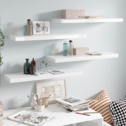 Berkfield Home Floating Wall Shelves 4 pcs High Gloss White 80x23.5x3.8 cm MDF