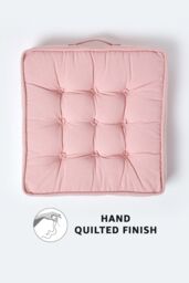 Homescapes Cotton Armchair Booster Cushion in Pink - Size: 50 cm x 50 cm - thumbnail 3