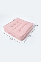 Homescapes Cotton Armchair Booster Cushion in Pink - Size: 50 cm x 50 cm - thumbnail 5