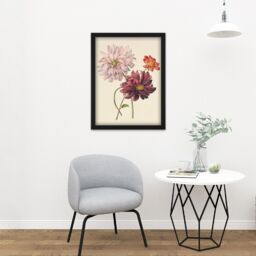 "Artery8 Wall Art Print Willem Hekking Dahlias Flowers Pink & Purple Large Framed Wall Décor Art in White - Size: W18"" x H24""" - thumbnail 2