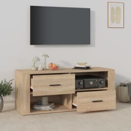 Berkfield Home TV Cabinet Sonoma Oak 100x35x40 cm Engineered Wood in Brown - Size: 100 x 35 x 40 cm - thumbnail 3