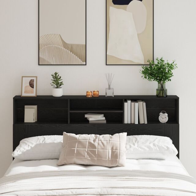 Berkfield Home Headboard Cabinet Black Oak 180x19x103, 5 cm - image 1