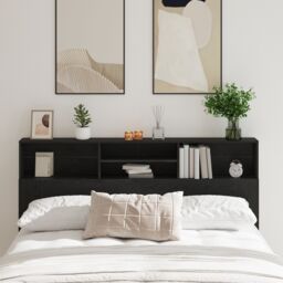 Berkfield Home Headboard Cabinet Black Oak 180x19x103, 5 cm - thumbnail 1