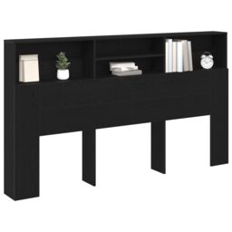 Berkfield Home Headboard Cabinet Black Oak 180x19x103, 5 cm - thumbnail 2